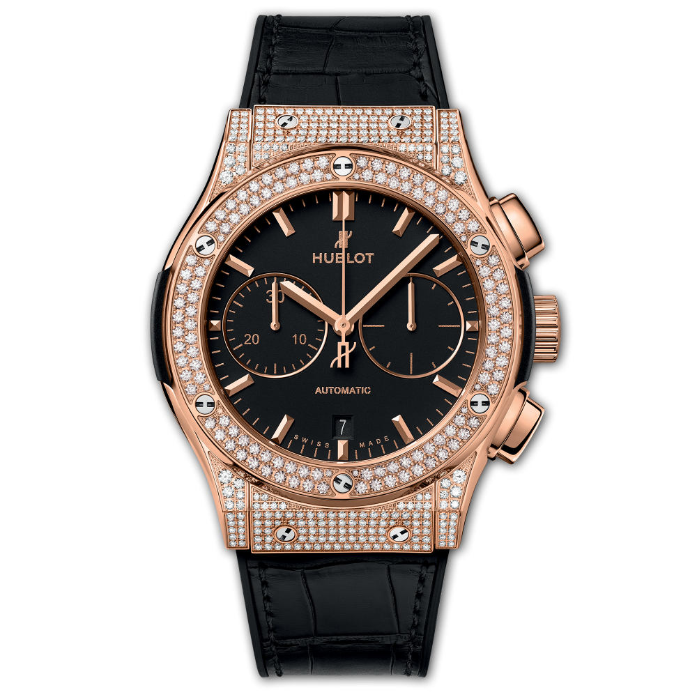 Hublot 521.OX.1181.LR.1704 : Classic Fusion 45 Chronograph King Gold / Pavé
