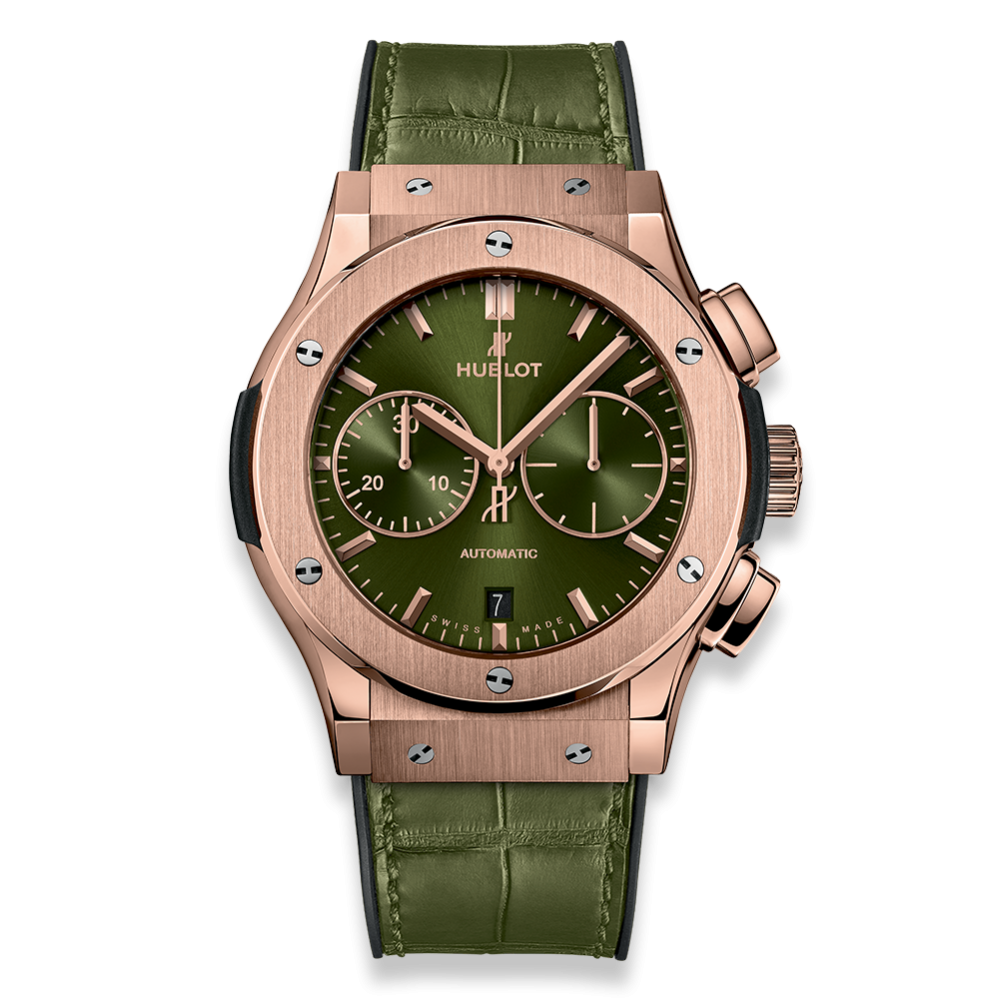 Hublot 521.OX.8980.LR : Classic Fusion 45 Chronograph King Gold / Green