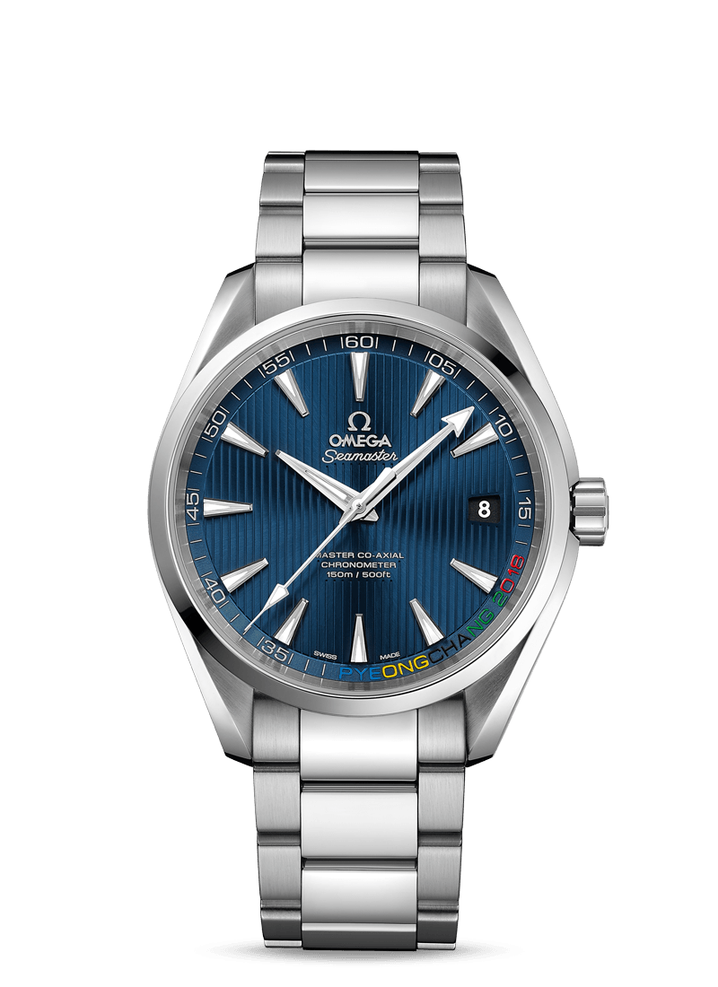 Omega 522.10.42.21.03.001 : Seamaster Aqua Terra 150m Master Co-Axial 41.5 Stainless Steel / Blue / Bracelet / Olympic Collection PyeongChang 2018