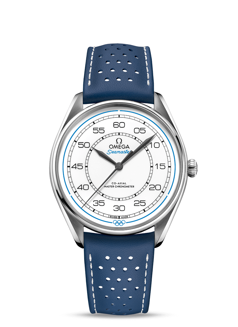 Omega 522.32.40.20.04.001 : Seamaster Master Co-Axial 39.5 Olympic Timekeeper Stainless Steel / White / Blue