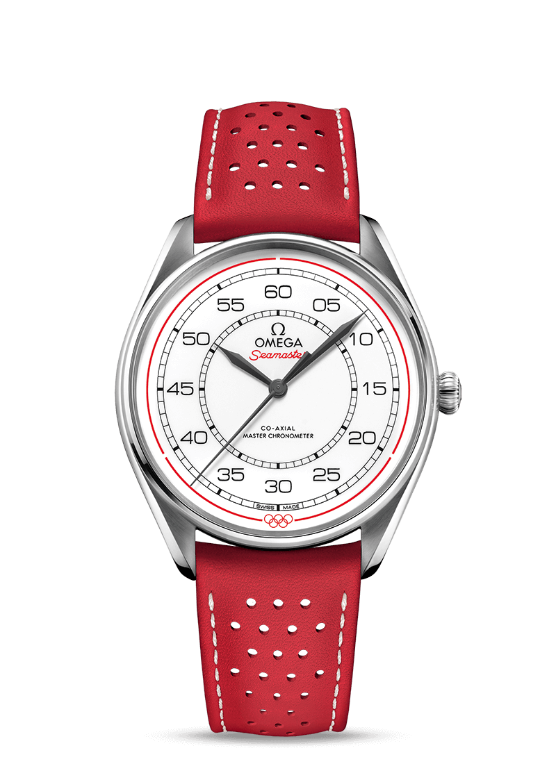 Omega 522.32.40.20.04.004 : Seamaster Master Co-Axial 39.5 Olympic Timekeeper Stainless Steel / White / Red