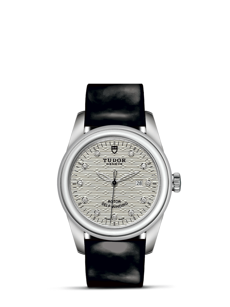 Tudor 53000-0023 : Glamour Date 31 Stainless Steel / Jacquard Silver-Diamond / Strap