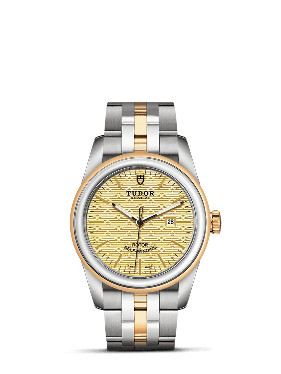 Tudor 53003-0003 : Glamour Date 31 Stainless Steel / Yellow Gold / Jacquard Champagne / Bracelet