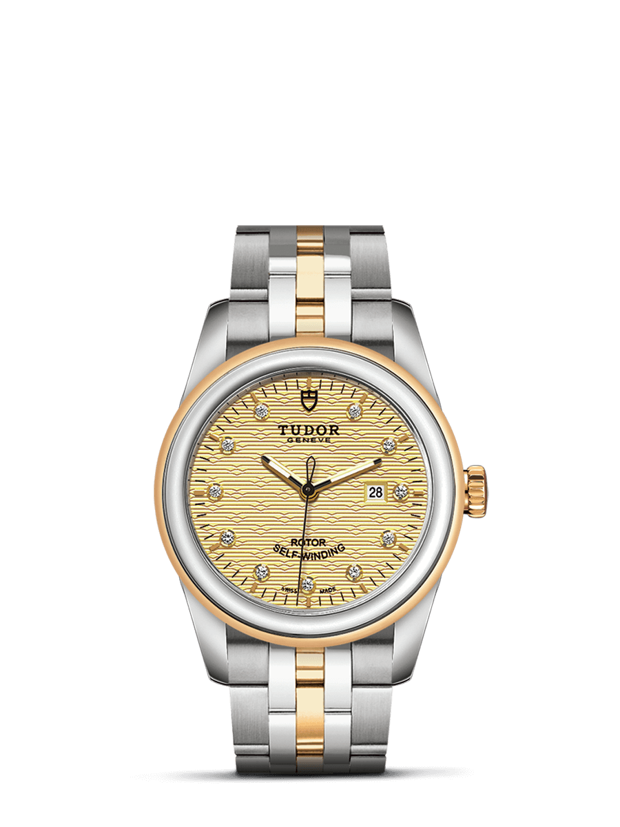 Tudor 53003-0004 : Glamour Date 31 Stainless Steel / Yellow Gold / Jacquard Champagne-Diamond / Bracelet