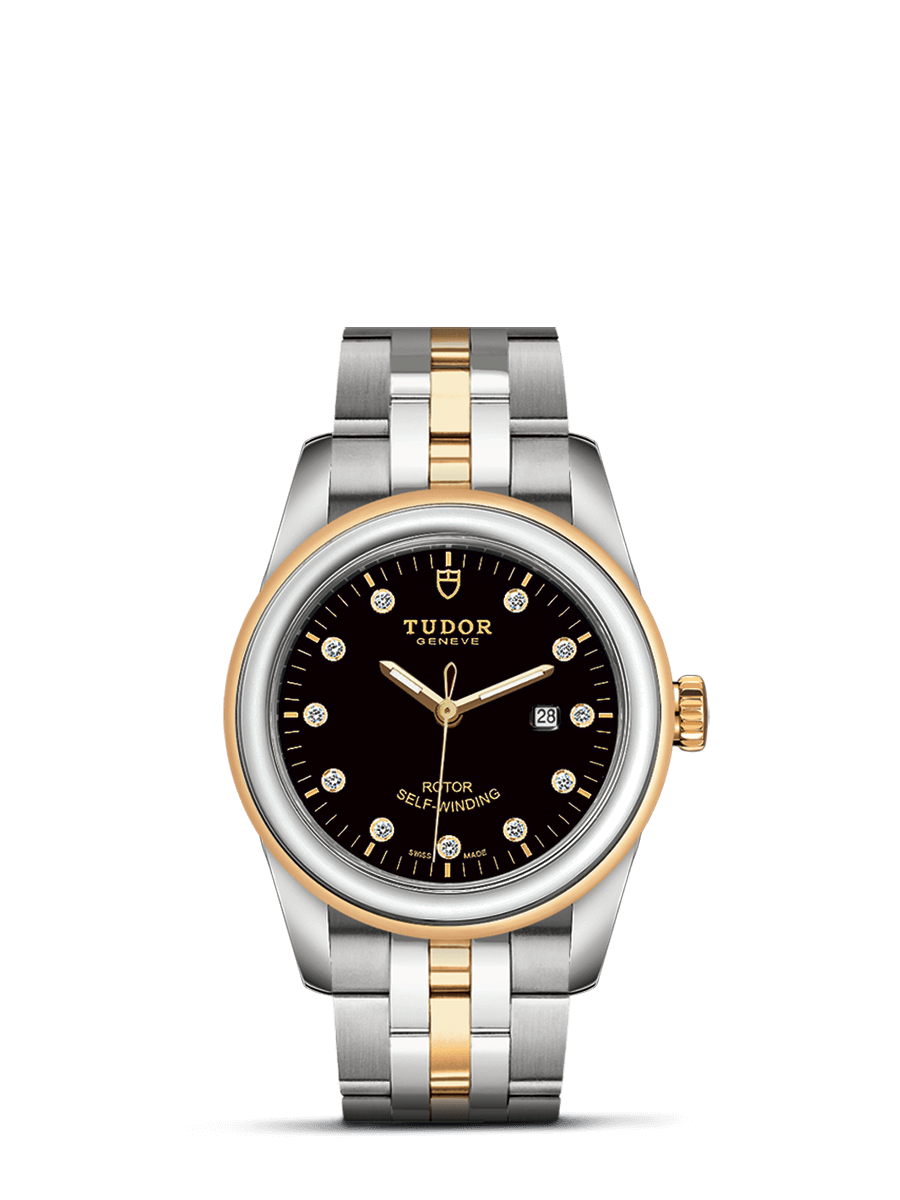 Tudor 53003-0008 : Glamour Date 31 Stainless Steel / Yellow Gold / Black-Diamond / Bracelet