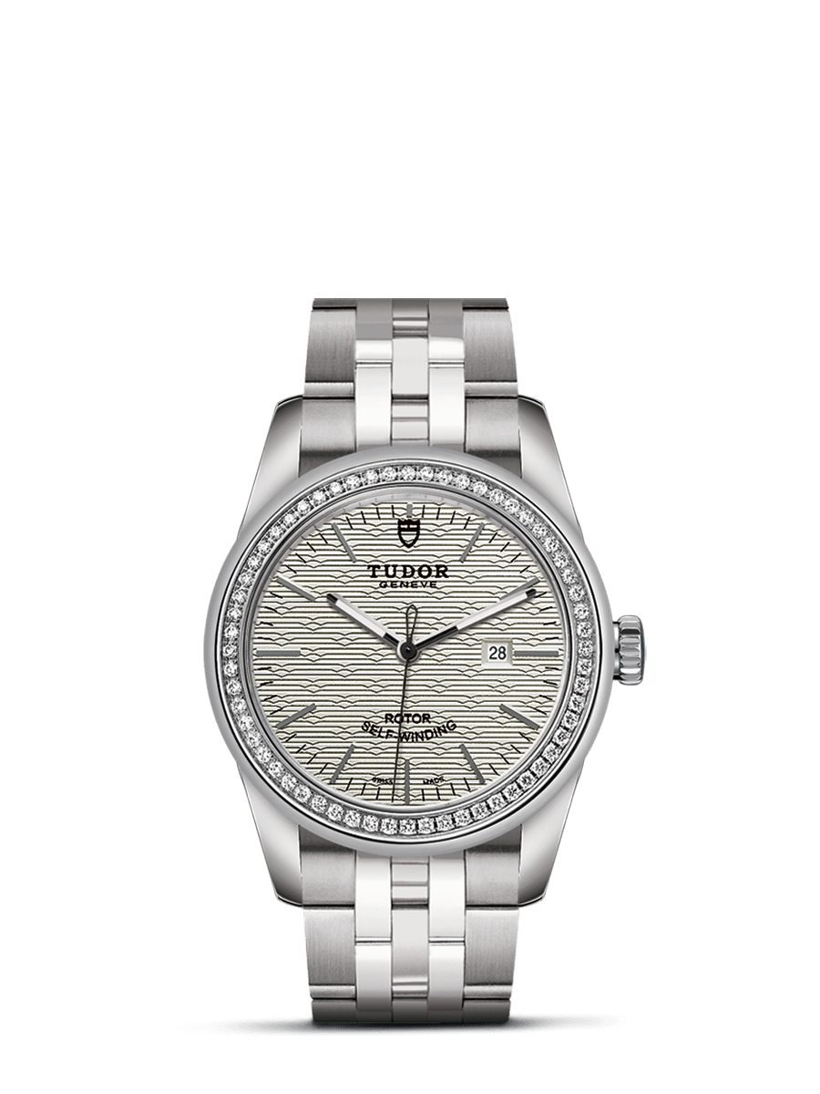 Tudor 53020-0001 : Glamour Date 31 Stainless Steel / Diamond / Jacquard Silver / Bracelet
