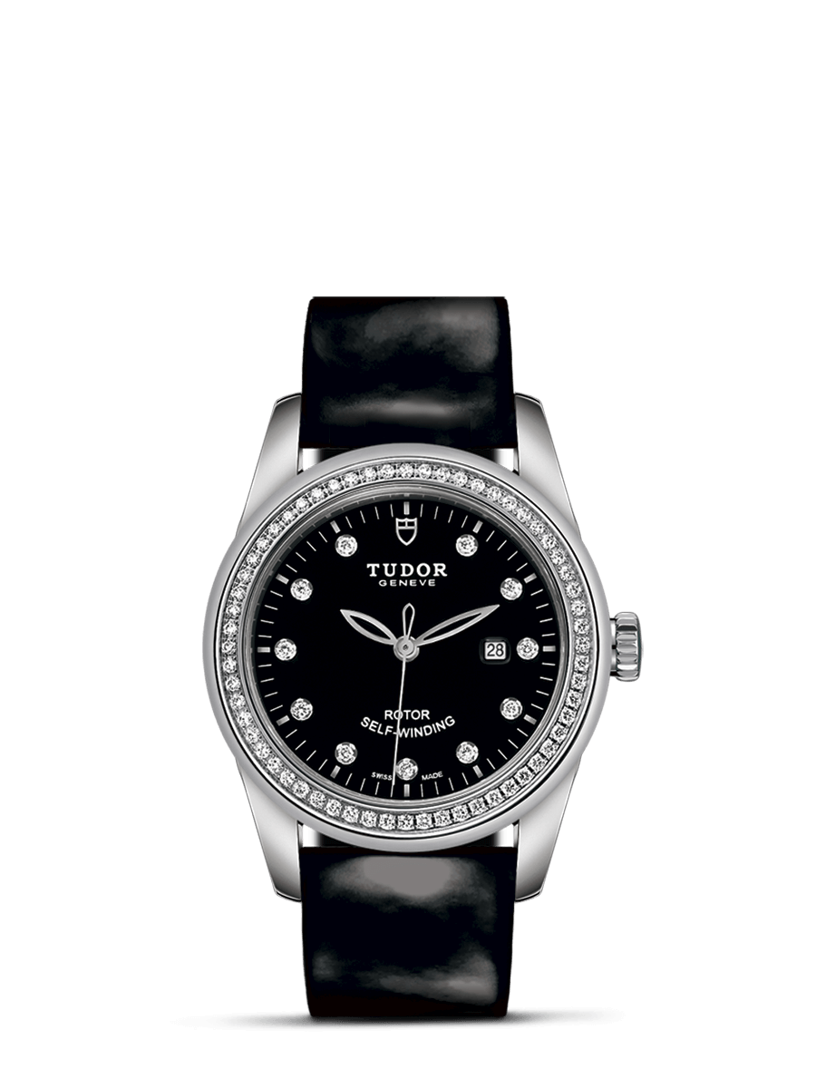 Tudor 53020-0048 : Glamour Date 31 Stainless Steel / Diamond / Black-Diamond / Strap