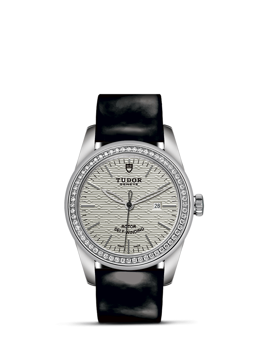 Tudor 53020-0054 : Glamour Date 31 Stainless Steel / Diamond / Jacquard Silver / Strap