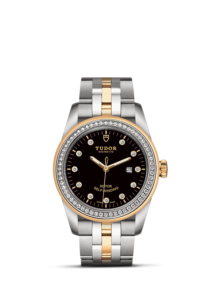 Tudor 53023-0017 : Glamour Date 31 Stainless Steel / Yellow Gold / Diamond / Black-Diamond / Bracelet