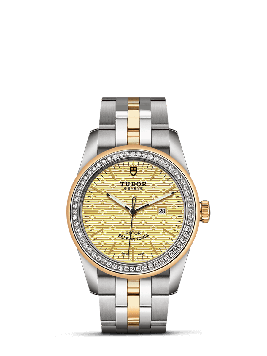 Tudor 53023-0022 : Glamour Date 31 Stainless Steel / Yellow Gold / Diamond / Jacquard Champagne / Bracelet