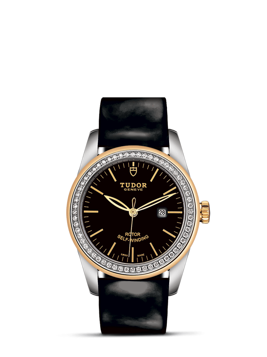 Tudor 53023-0040 : Glamour Date 31 Stainless Steel / Yellow Gold / Diamond / Black / Strap