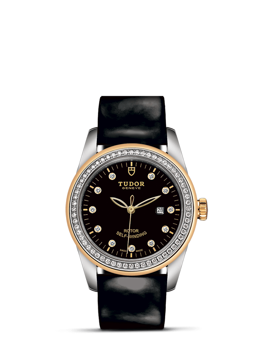 Tudor 53023-0041 : Glamour Date 31 Stainless Steel / Yellow Gold / Diamond / Black-Diamond / Strap