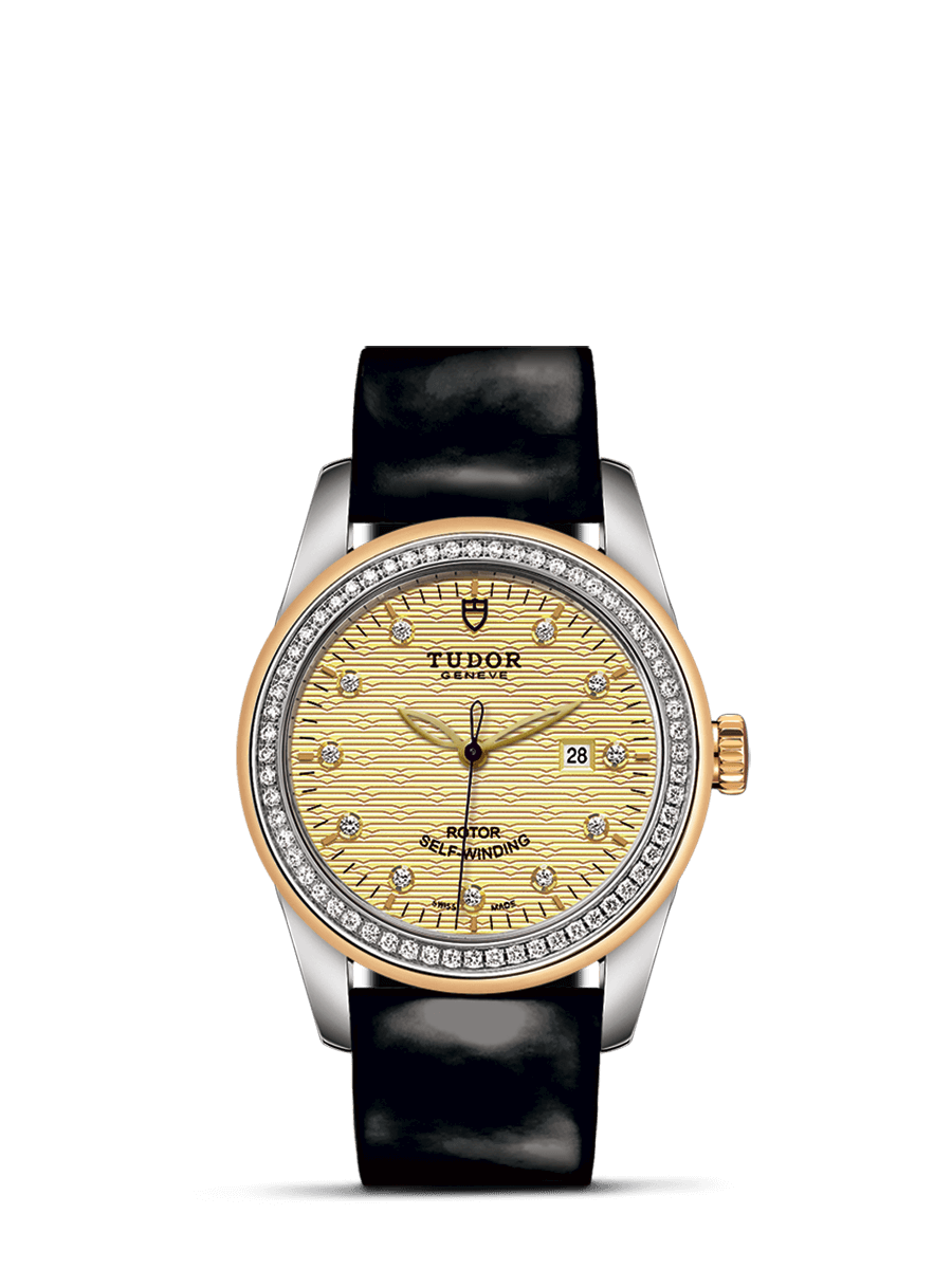 Tudor 53023-0047 : Glamour Date 31 Stainless Steel / Yellow Gold / Diamond / Jacquard Champagne-Diamond / Strap