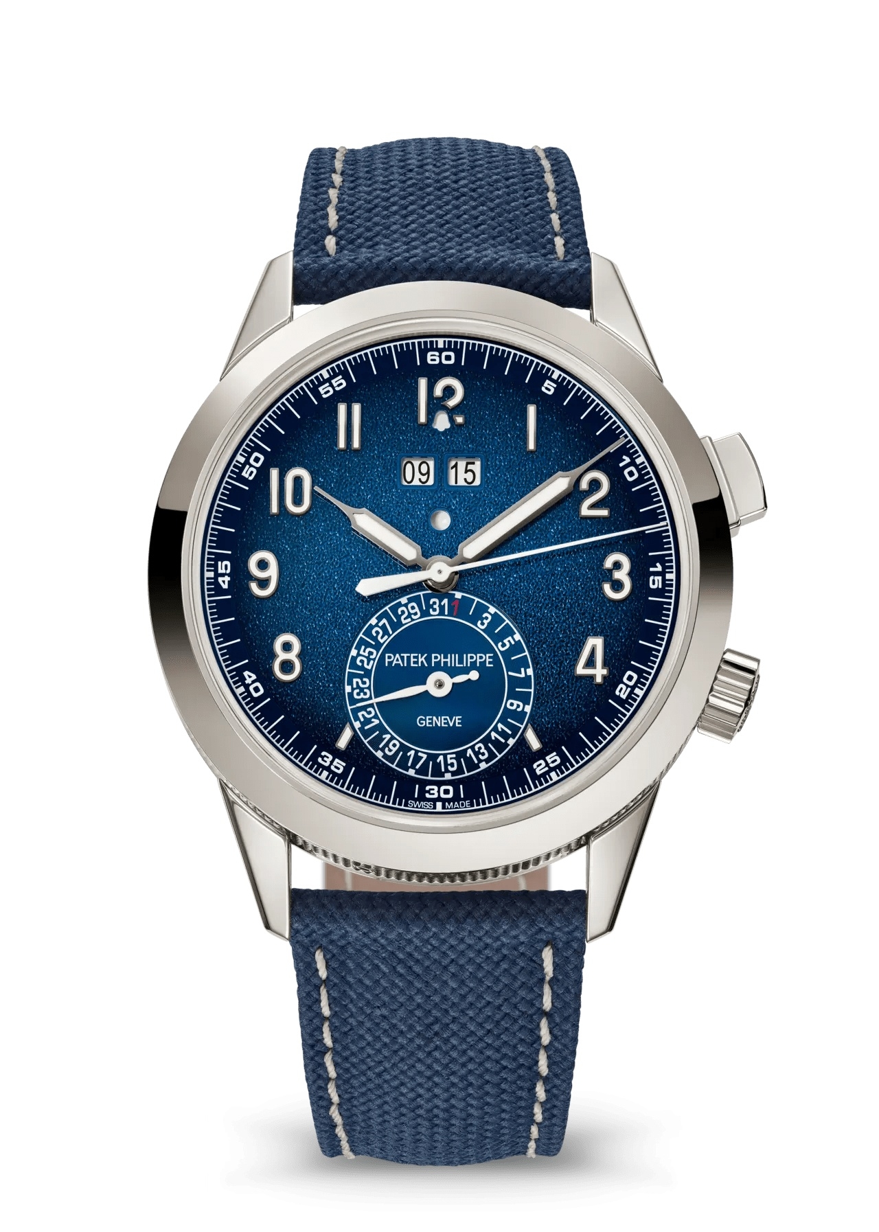 Patek Philippe 5322G-001 : Calatrava 24-Hour Alarm 5322 White Gold / Blue