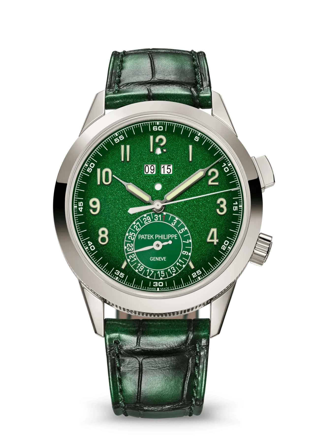 Patek Philippe 5322G-010 : Calatrava 24-Hour Alarm 5322 White Gold / Green