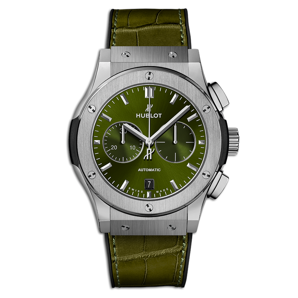 Hublot 541.NX.8970.LR : Classic Fusion 42 Chronograph Titanium / Green / Alligator