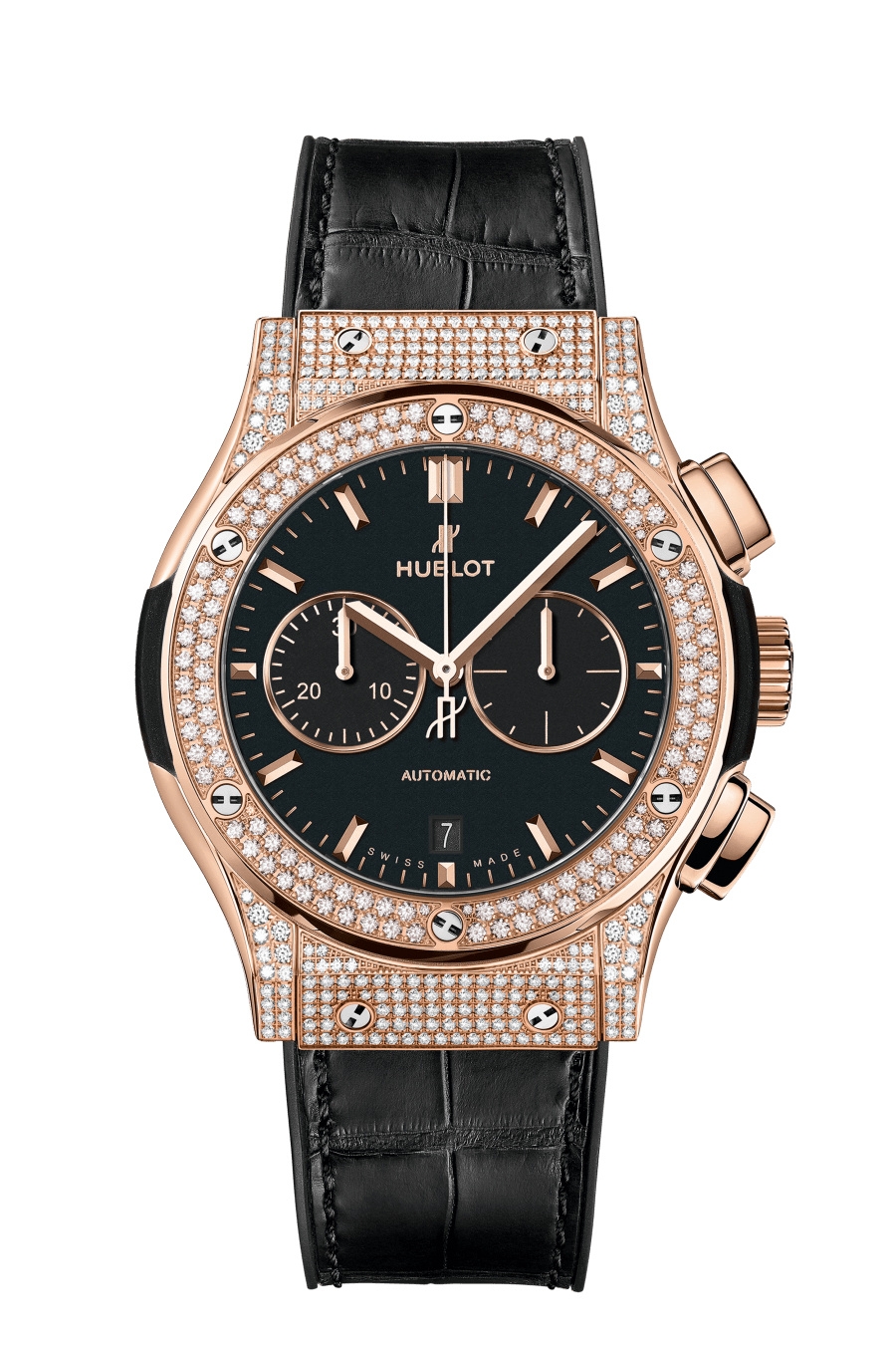 Hublot 541.OX.1181.LR.1704 : Classic Fusion 42 Chronograph King Gold - Pavé / Black / Alligator