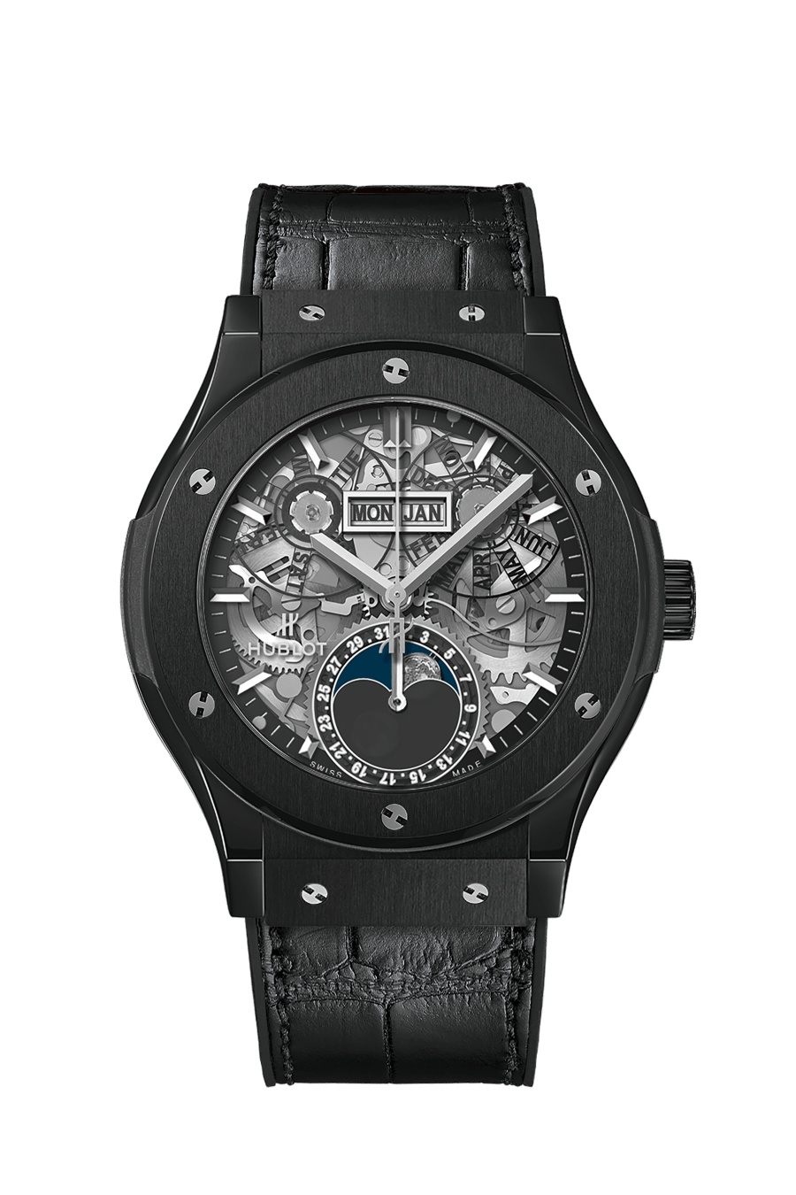 Hublot 547.CX.0170.LR : Classic Fusion Aerofusion Moonphase Black Magic / Alligator