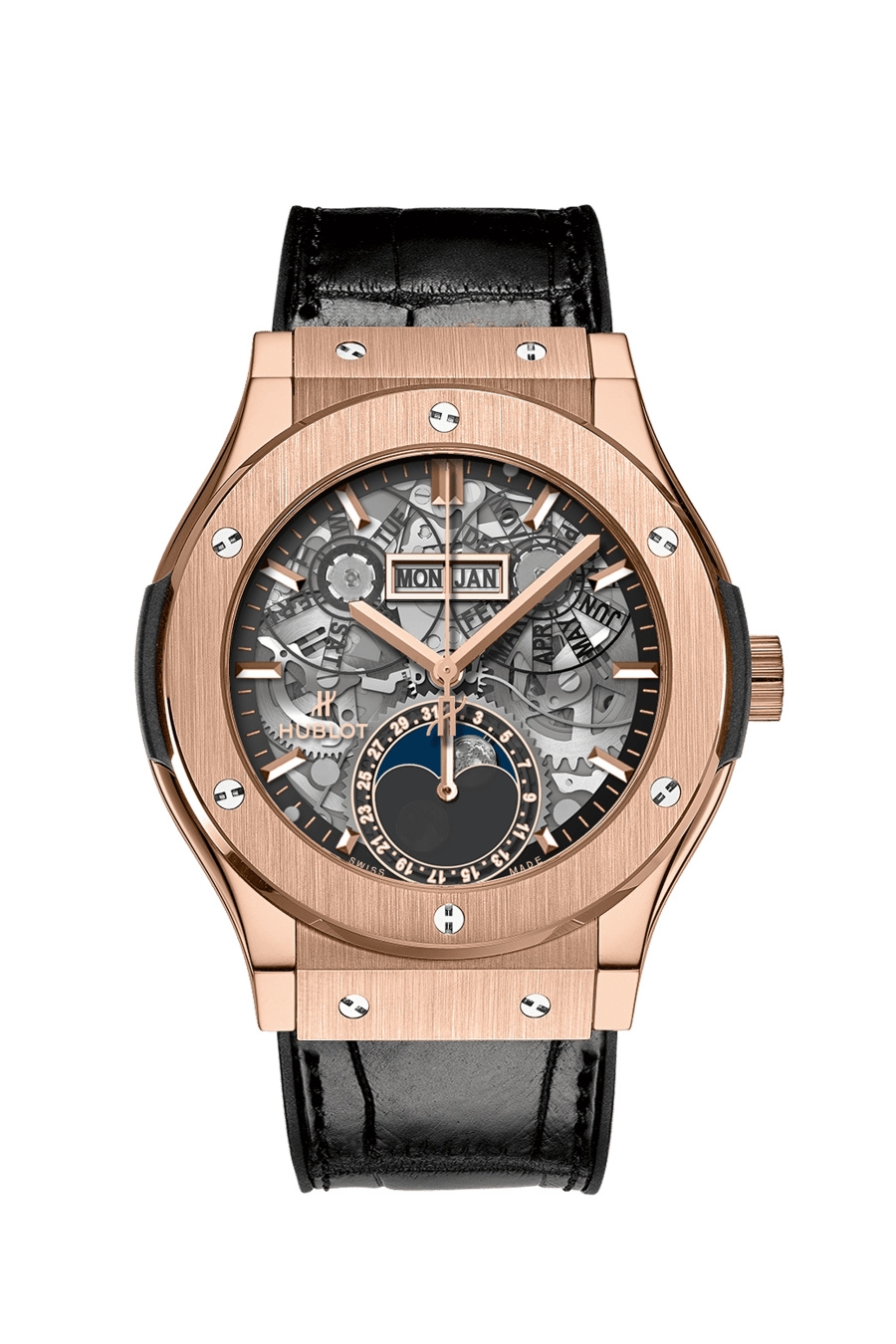 Hublot 547.OX.0180.LR : Classic Fusion Aerofusion Moonphase King Gold / Alligator