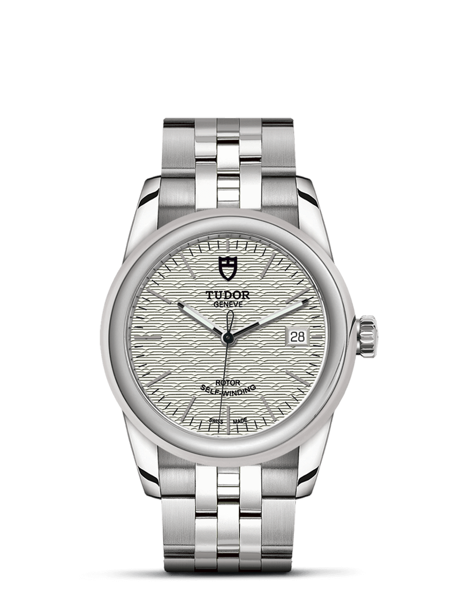 Tudor 55000-0003 : Glamour Date 36 Stainless Steel / Jacquard Silver / Bracelet