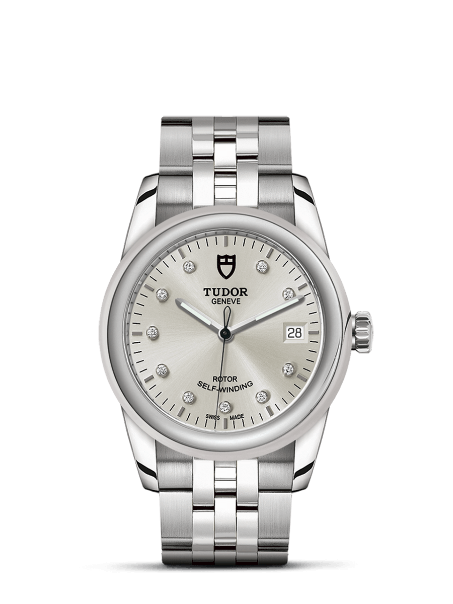 Tudor 55000-0006 : Glamour Date 36 Stainless Steel / Silver-Diamond / Bracelet