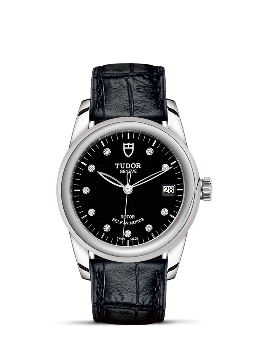 Tudor 55000-0013 : Glamour Date 36 Stainless Steel / Black-Diamond / Strap