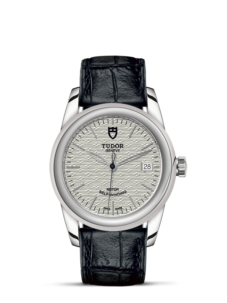 Tudor 55000-0050 : Glamour Date 36 Stainless Steel / Jacquard Silver / Strap