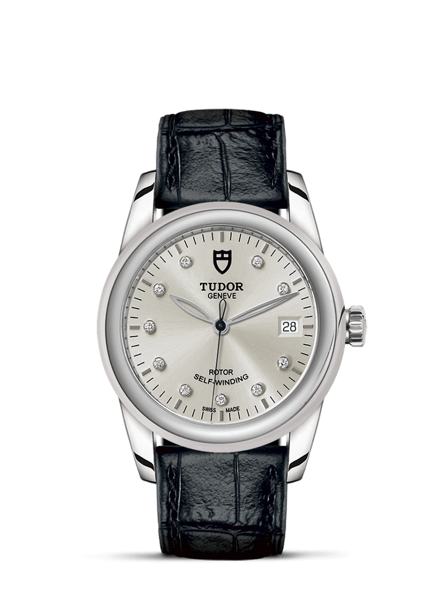 Tudor 55000-0076 : Glamour Date 36 Stainless Steel / Silver-Diamond / Strap