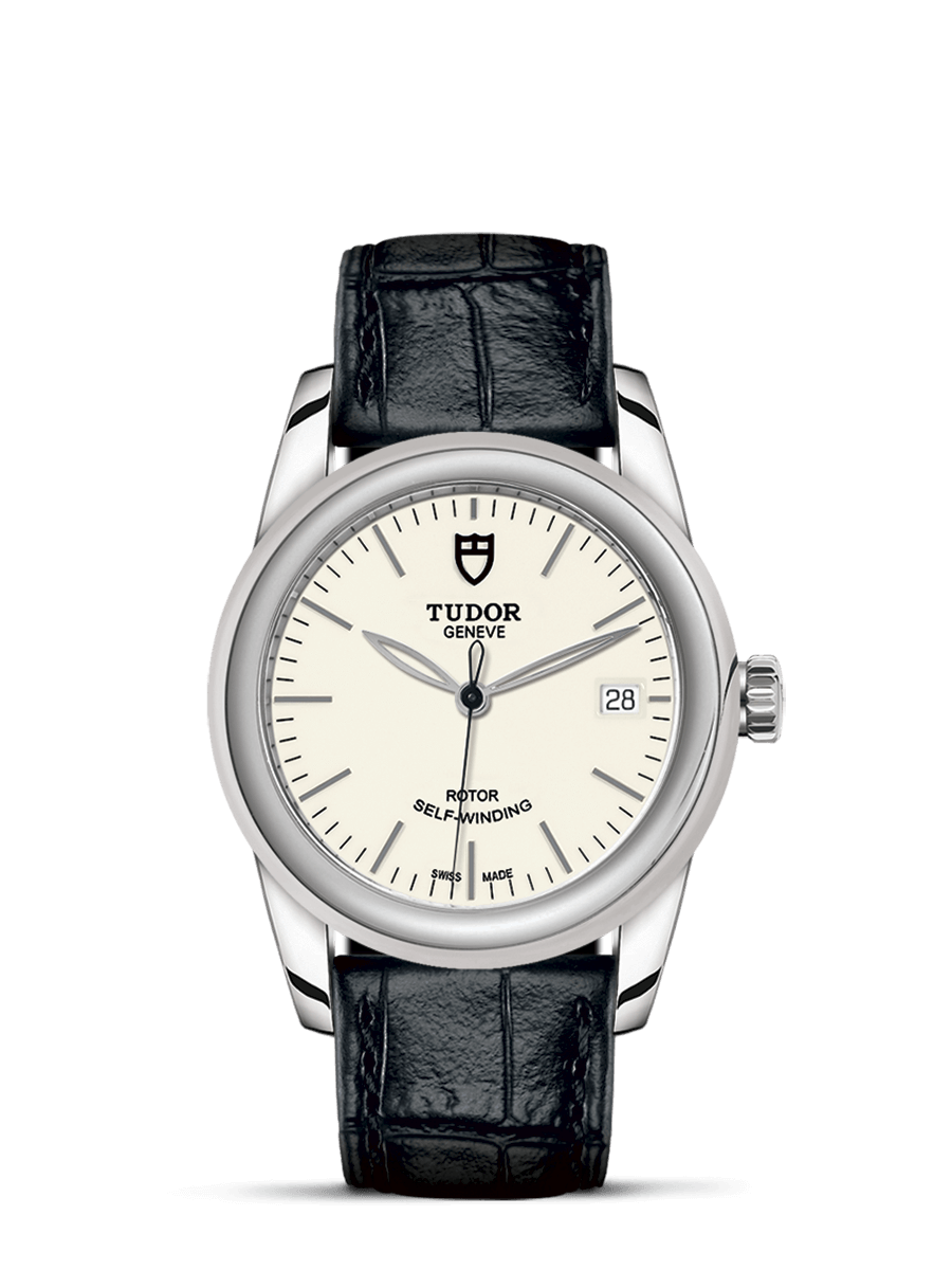 Tudor 55000-0107 : Glamour Date 36 Stainless Steel / Opaline / Strap