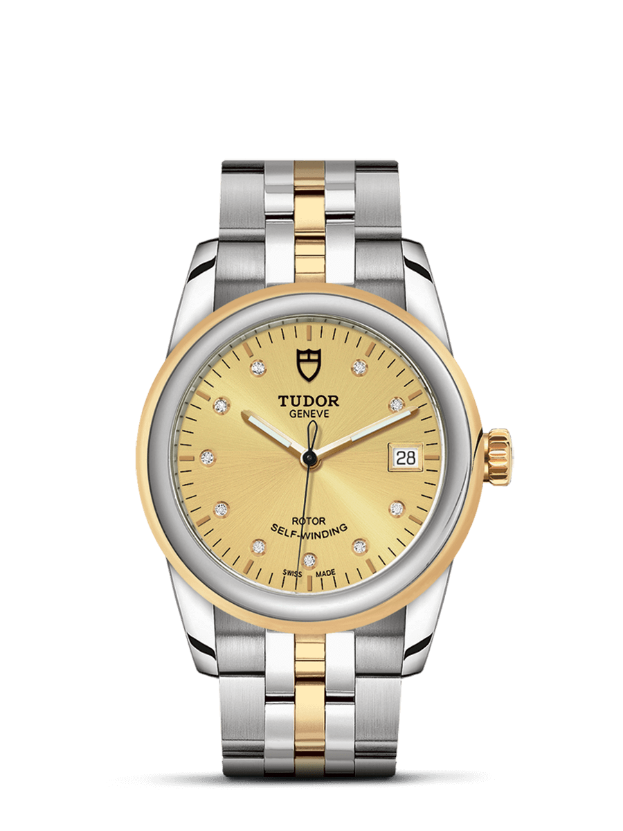 Tudor 55003-0006 : Glamour Date 36 Stainless Steel / Yellow Gold / Champagne-Diamond / Bracelet