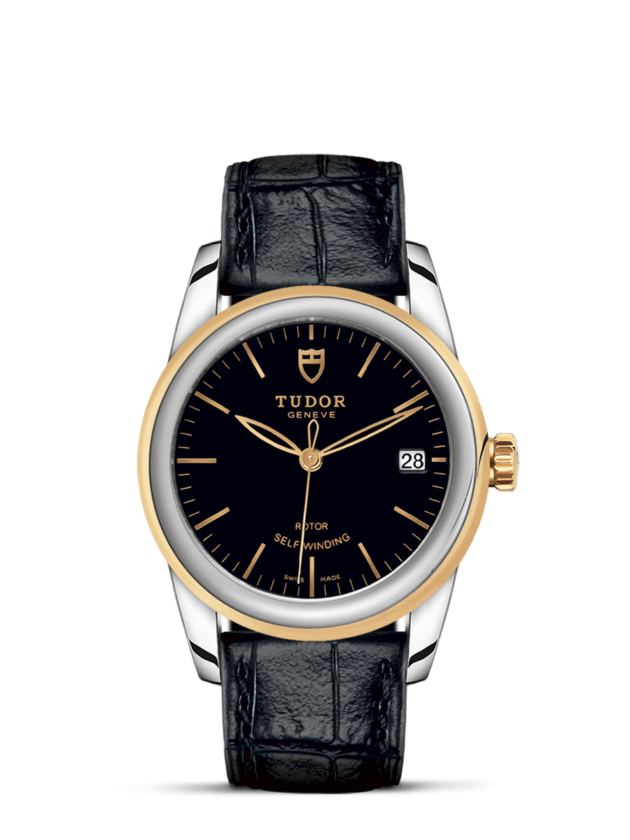 Tudor 55003-0029 : Glamour Date 36 Stainless Steel / Yellow Gold / Black / Strap