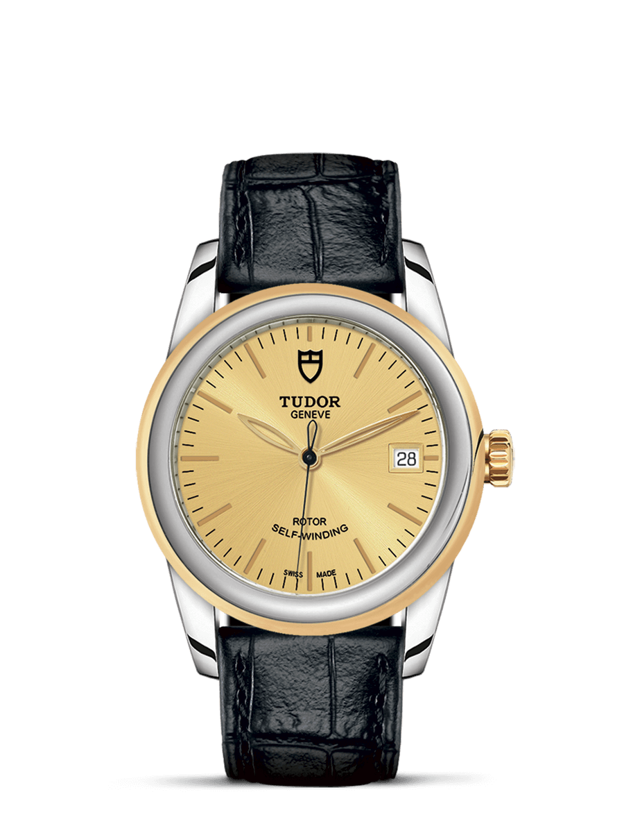 Tudor 55003-0044 : Glamour Date 36 Stainless Steel / Yellow Gold / Champagne/ Strap