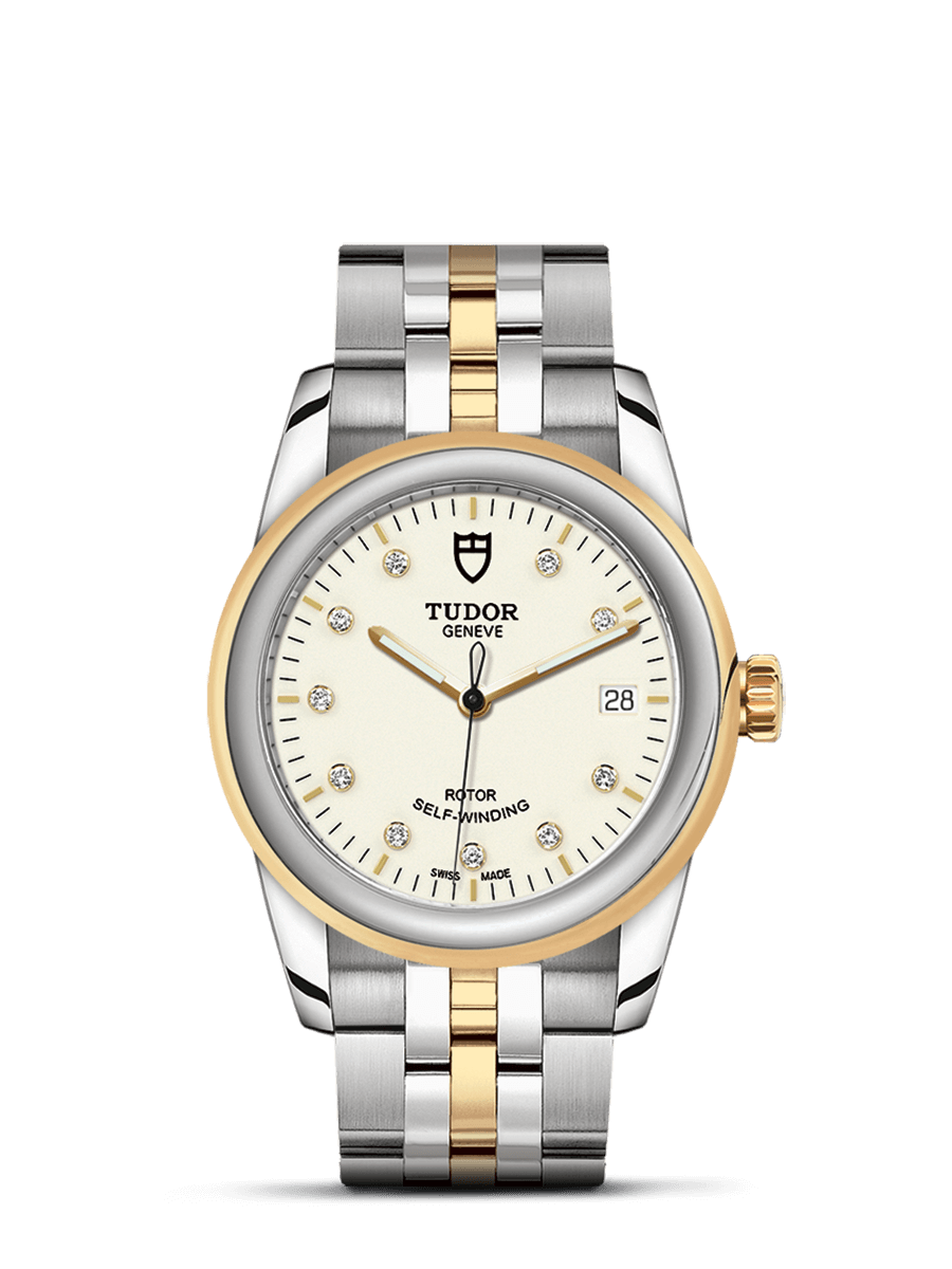 Tudor 55003-0083 : Glamour Date 36 Stainless Steel / Yellow Gold / Opaline-Diamond / Bracelet