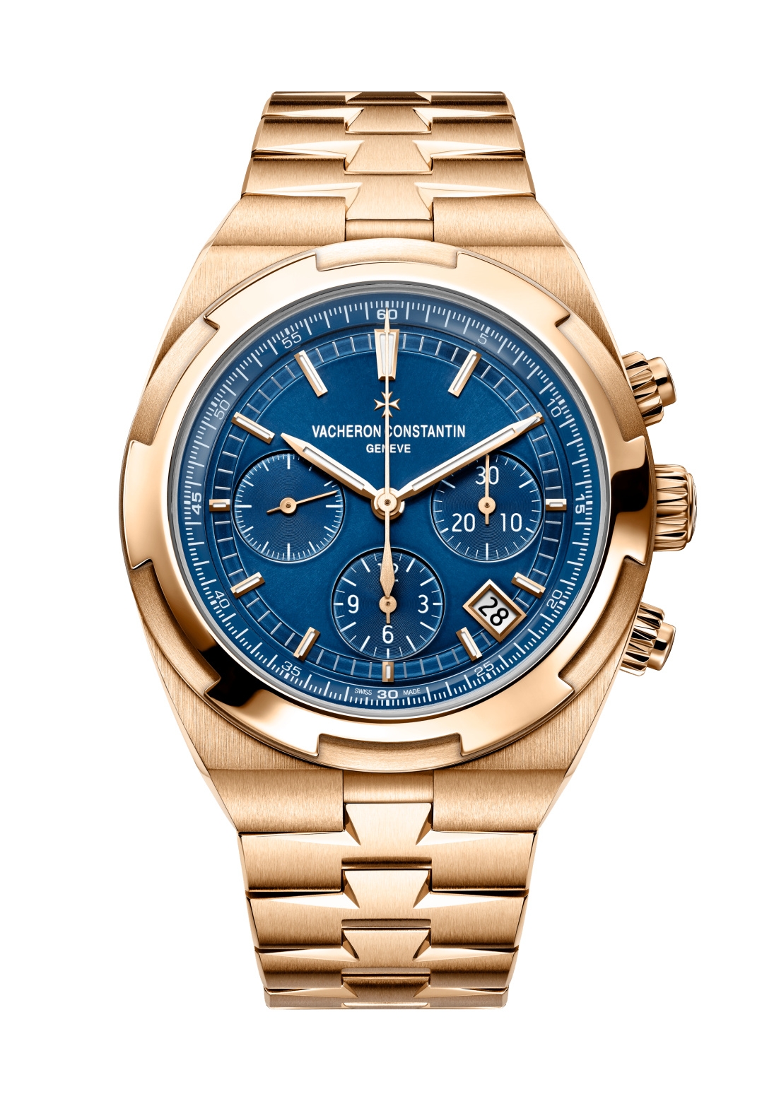 Vacheron Constantin 5500V/110R-B952 : Overseas Chronograph Pink Gold / Blue / Bracelet