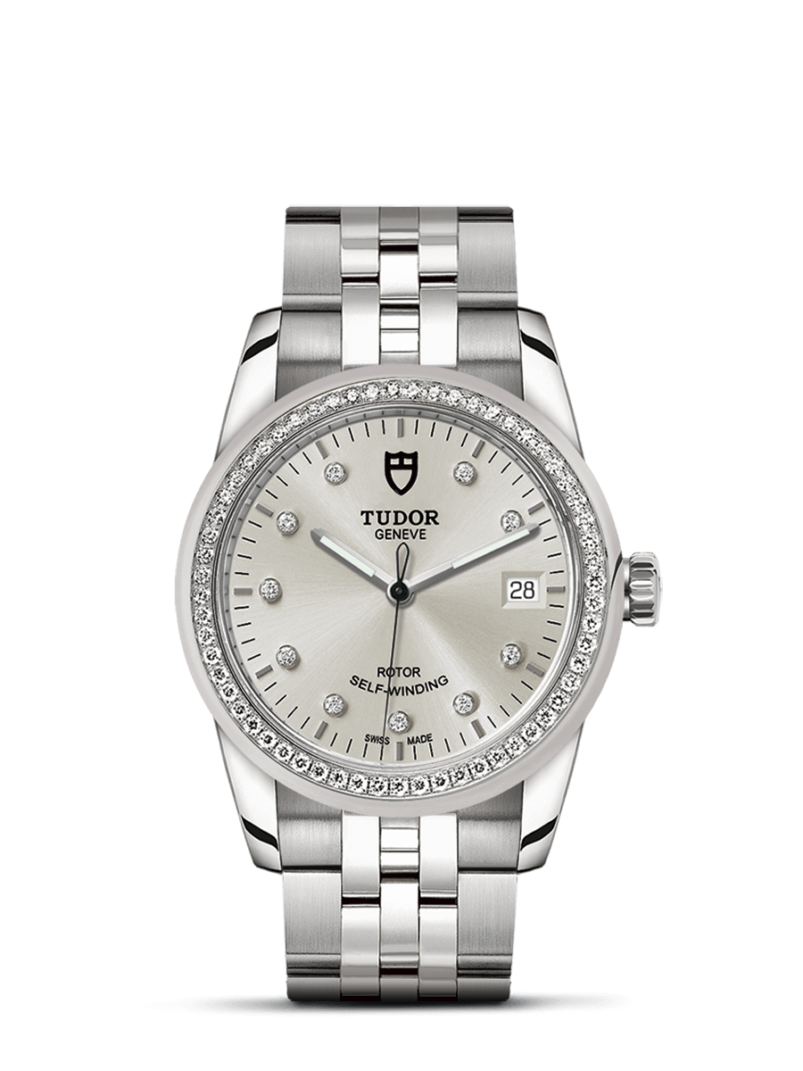 Tudor 55020-0003 : Glamour Date 36 Stainless Steel / Diamond / Silver-Diamond / Bracelet