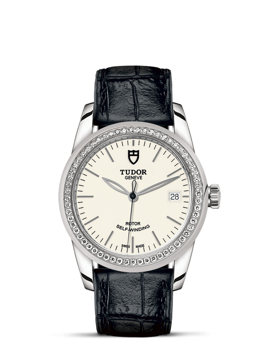Tudor 55020-0099 : Glamour Date 36 Stainless Steel / Diamond / Opaline / Strap