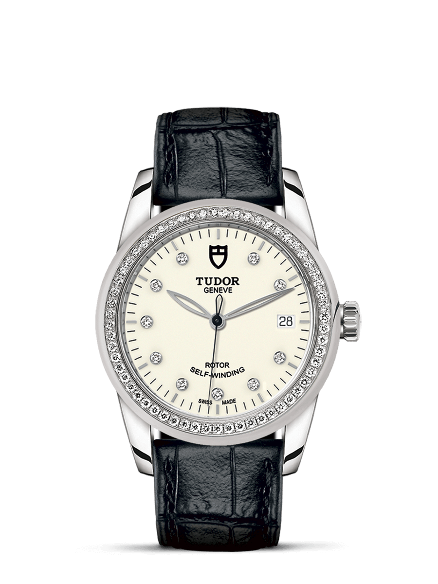 Tudor 55020-0108 : Glamour Date 36 Stainless Steel / Diamond / Opaline-Diamond / Strap