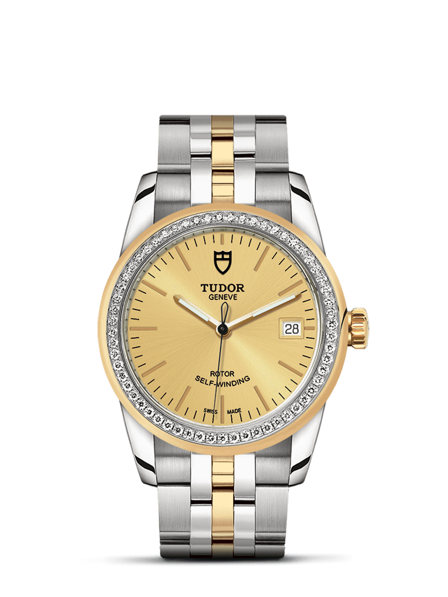 Tudor 55023-0025 : Glamour Date 36 Stainless Steel / Yellow Gold / Diamond / Champagne / Bracelet