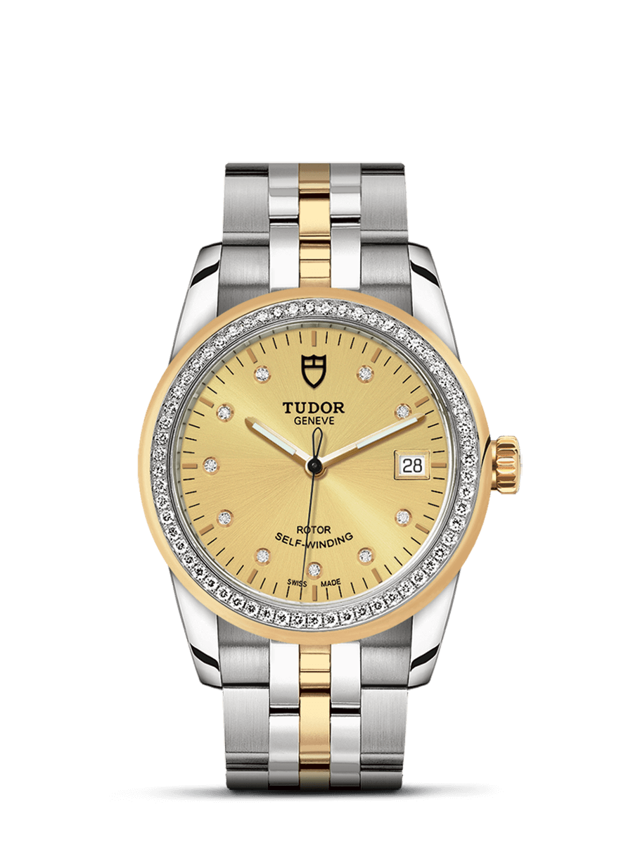 Tudor 55023-0026 : Glamour Date 36 Stainless Steel / Yellow Gold / Diamond / Champagne-Diamond / Bracelet