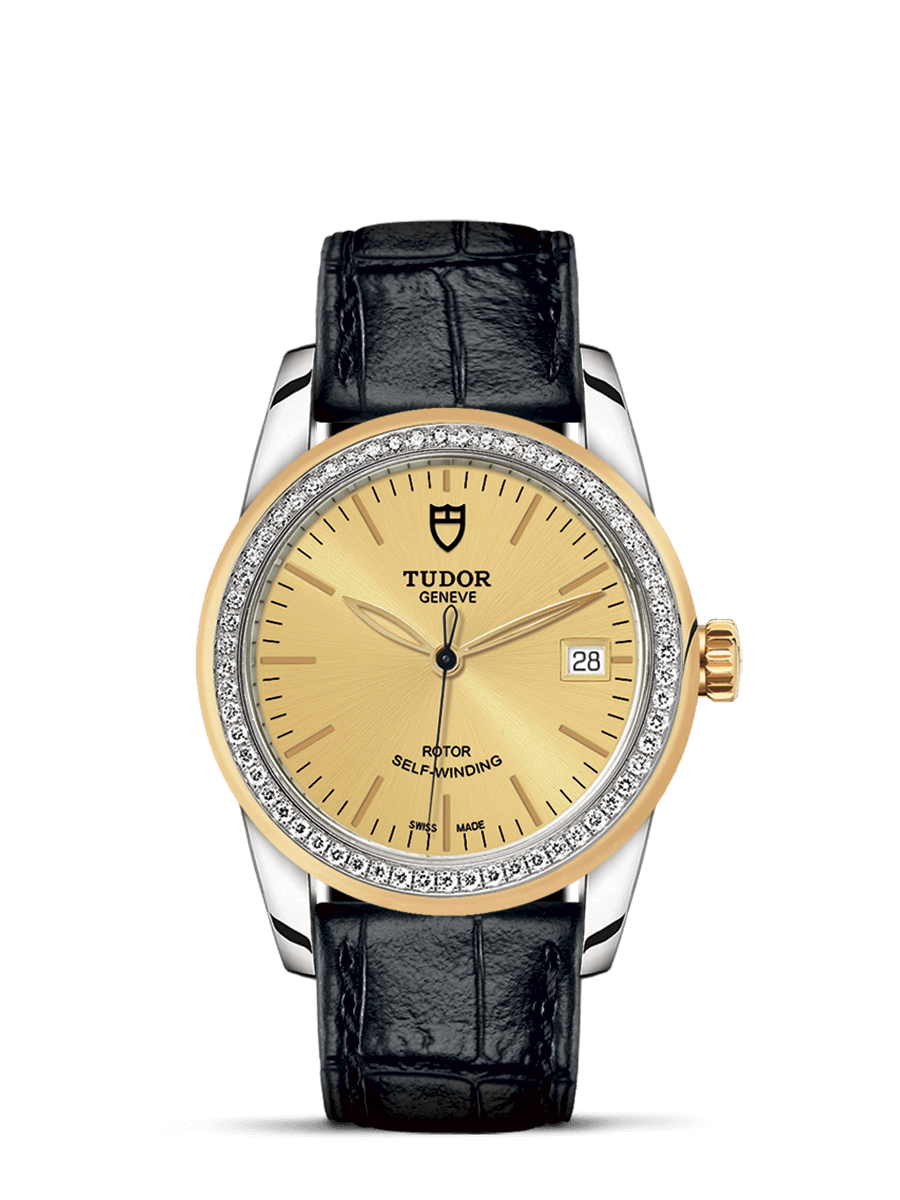 Tudor 55023-0049 : Glamour Date 36 Stainless Steel / Yellow Gold / Diamond / Champagne / Strap