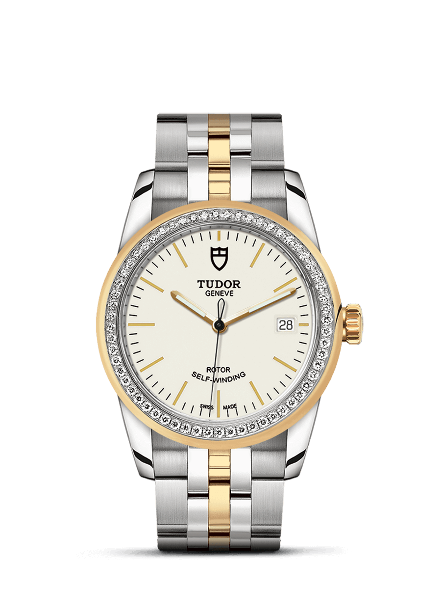 Tudor 55023-0081 : Glamour Date 36 Stainless Steel / Yellow Gold / Diamond / Opaline / Bracelet