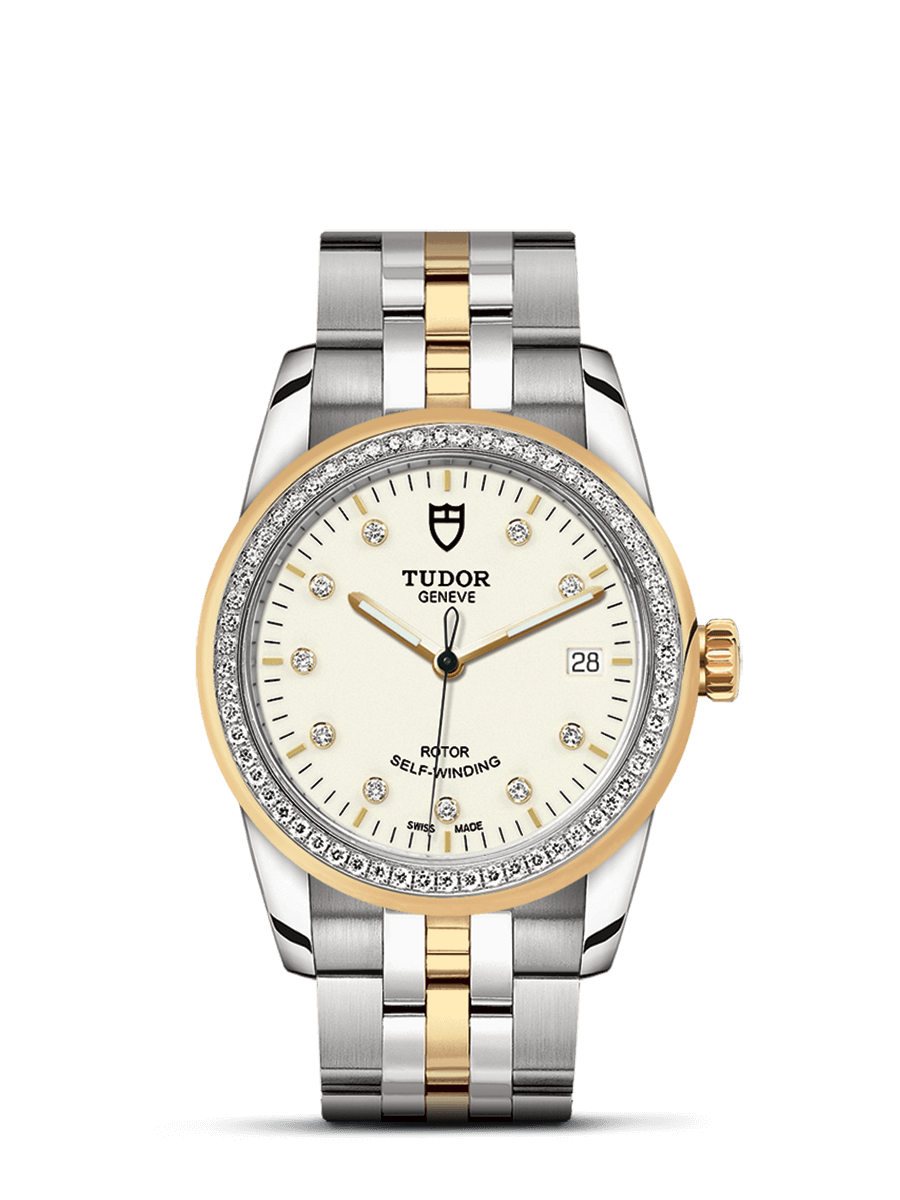 Tudor 55023-0082 : Glamour Date 36 Stainless Steel / Yellow Gold / Diamond / Opaline-Diamond / Bracelet