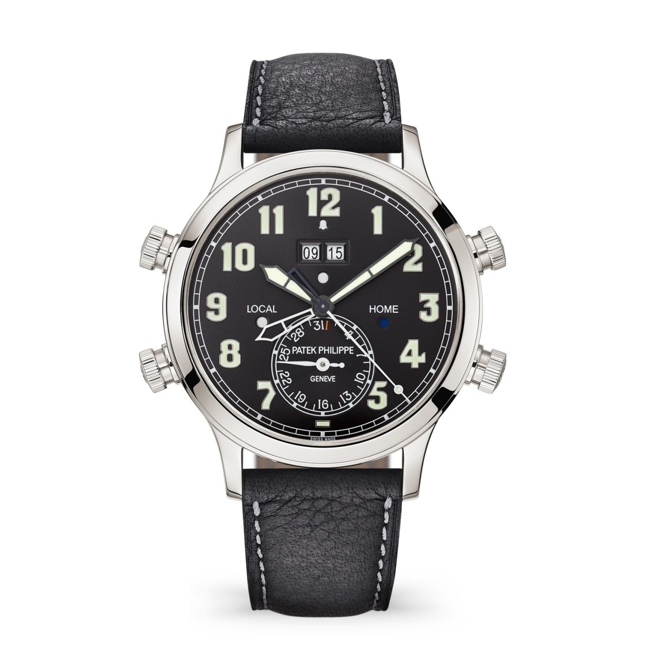 Patek Philippe 5520P-001 : Calatrava Pilot Travel Time Alarm 5520 Platinum / Black