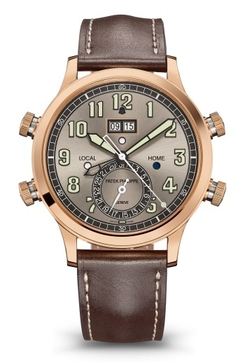 Patek Philippe 5520RG-001 : Calatrava Pilot Travel Time Alarm 5520 Rose Gold / Grey