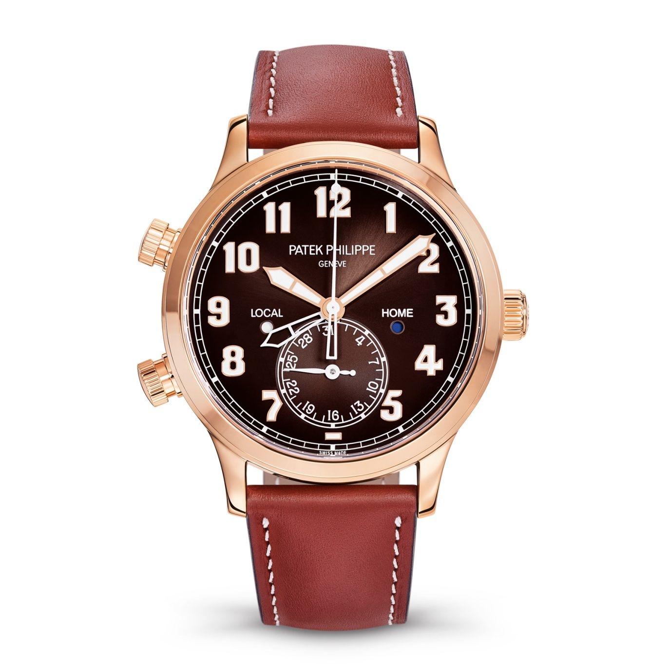 Patek Philippe 5524R-001 : Calatrava Pilot Travel Time 5524 Rose Gold / Brown