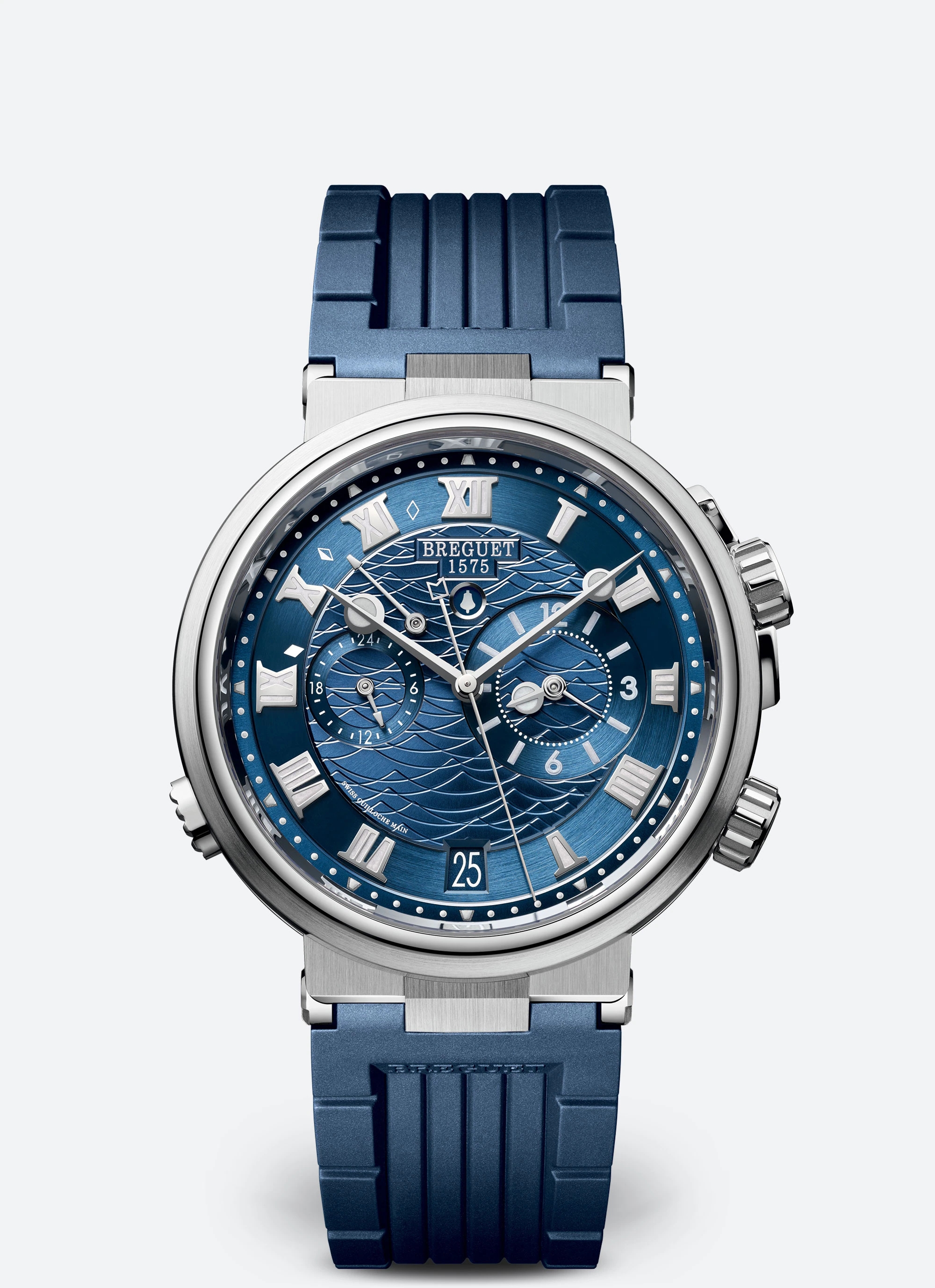 Breguet 5547BB/Y2/5ZU : Marine Alarme Musicale White Gold / Blue / Rubber