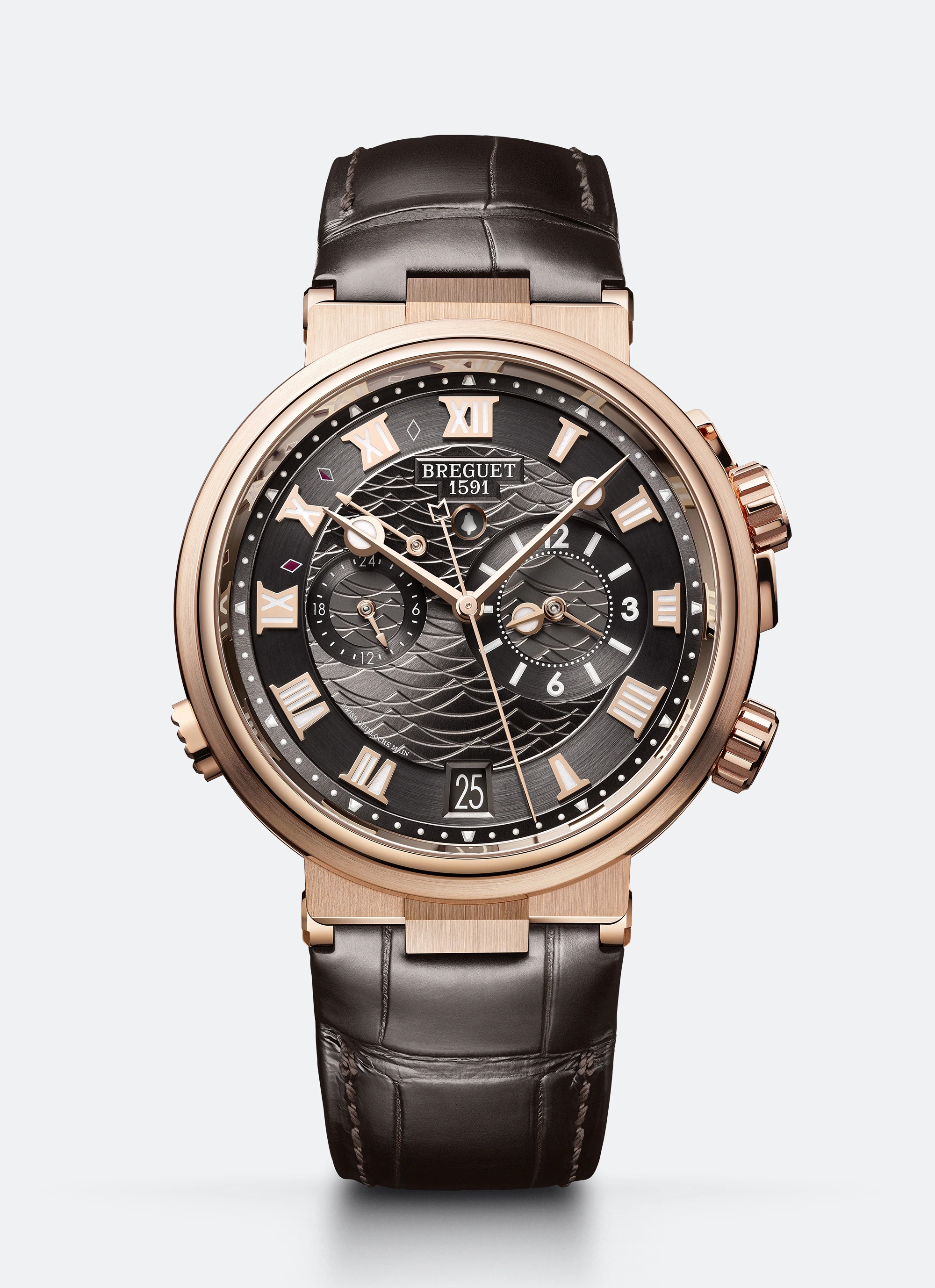 Breguet 5547BR/G3/9ZU : Marine Alarme Musicale Rose Gold / Grey / Alligator