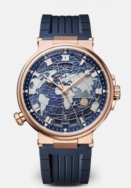 Breguet 5557BR/YS/5WV : Marine Hora Mundi 5557 Rose Gold / Blue / Rubber