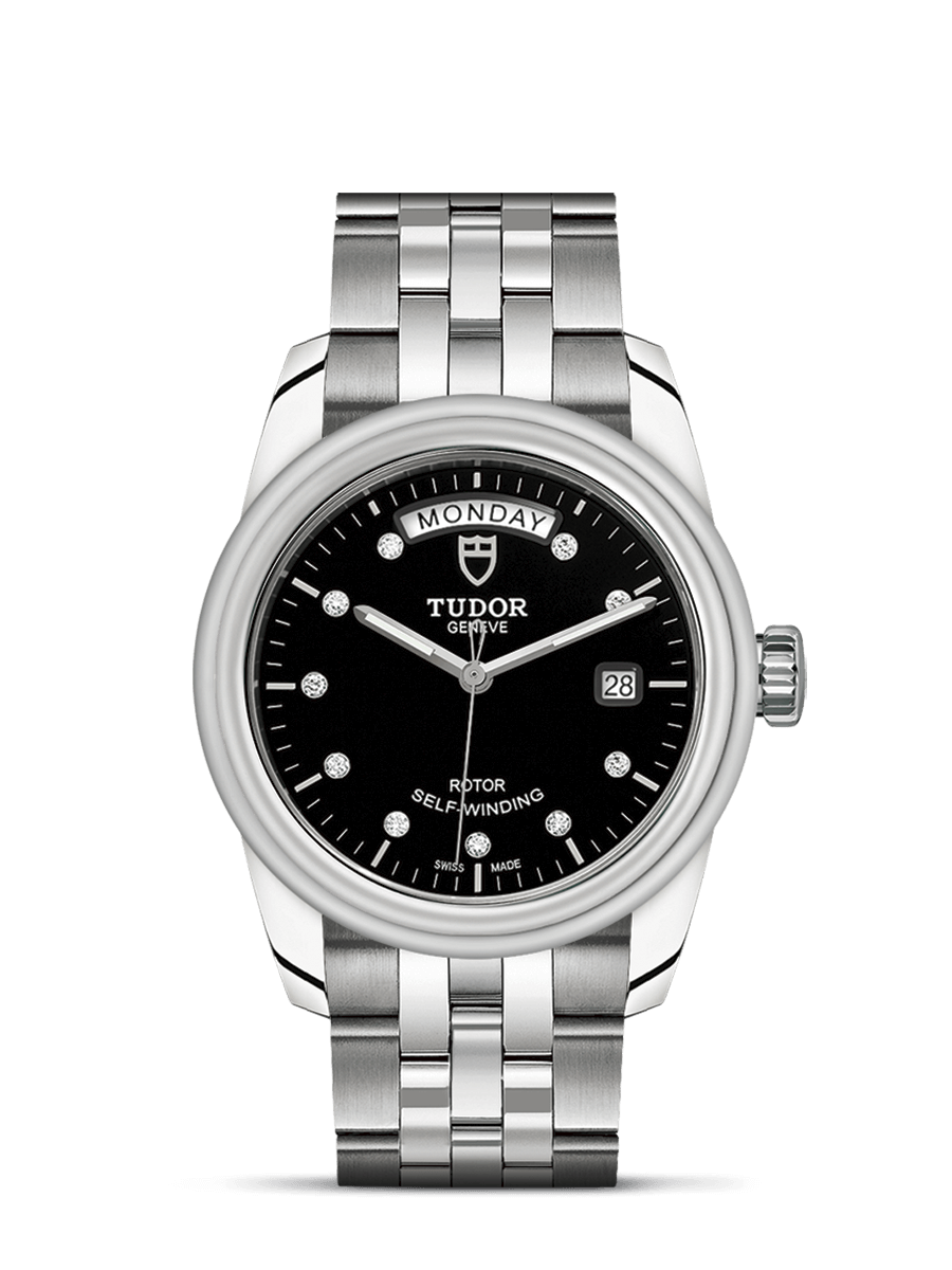 Tudor 56000-0008 : Glamour Day + Date Stainless Steel / Black-Diamond / Bracelet