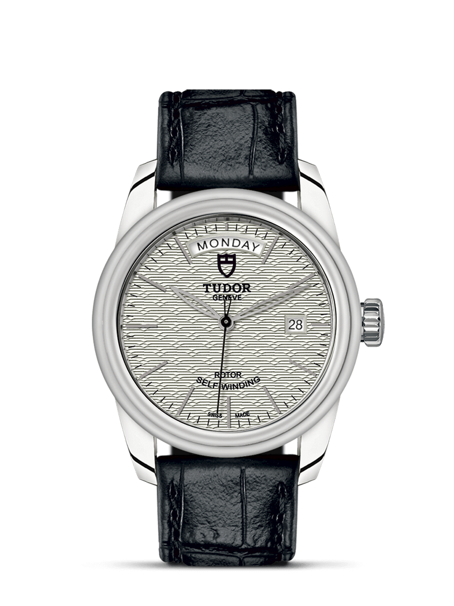 Tudor 56000-0043 : Glamour Day + Date Stainless Steel / Jacquard Silver / Strap